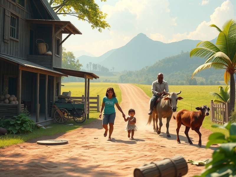 Family Farm Adventure Indian Farm Scene